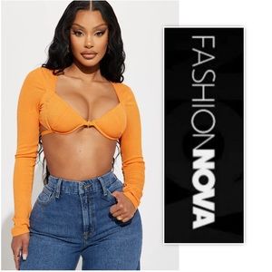 Fashion Nova Orange Jasmin Ribbed Cropped 
Top